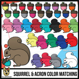 Squirrel and Acorn Color Matching Clip Art