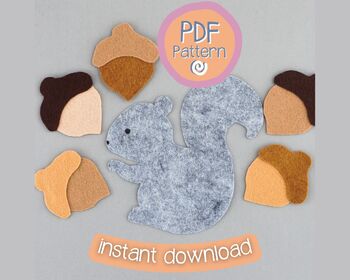 Preview of Squirrel and Acorns Felt Board Story PDF Pattern