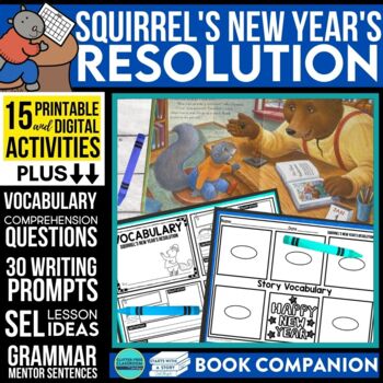 Preview of SQUIRREL'S NEW YEAR'S RESOLUTION activities READING COMPREHENSION Book Companion