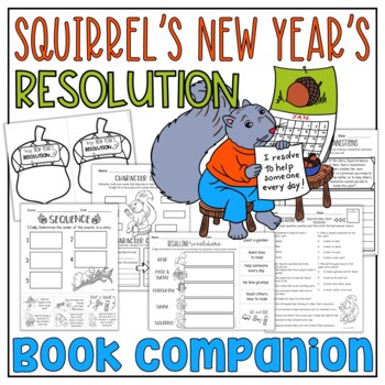 Preview of Squirrel's New Year's Resolution Printable No Prep Read Aloud Book Companion