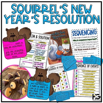 Preview of Squirrel's New Year's Resolution Read Aloud Activities, Craft, Goal Setting 2024