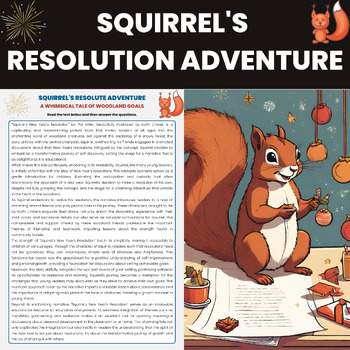 Preview of Squirrels New Years Resolution Reading Comprehension Worksheet