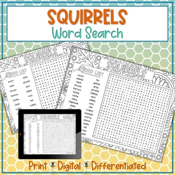 Preview of Squirrels Word Search Puzzle Activity