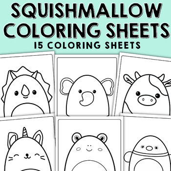 Preview of Squishmallow Coloring Pages & Clip Art