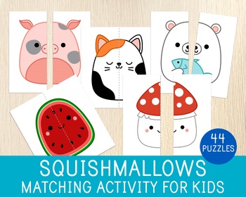 Preview of Squishmallow Matching Game, Matching Activity, 44 Puzzles,Party Educational Game