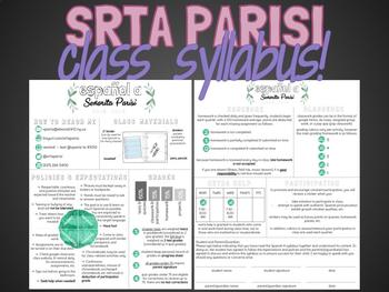 Preview of Srta Parisi | EDITABLE SYLLABUS