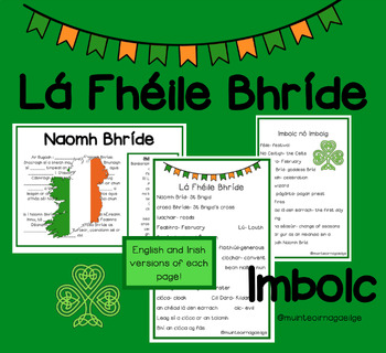 Preview of St Brigid's Day. Imbolc. Lá Fhéile Bhríde. Gaeilge Word Banks and Cloze.