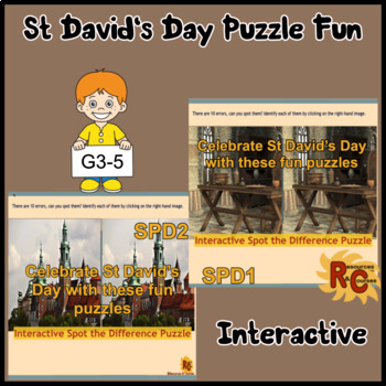 Preview of St David's Day Interactive Spot the Difference Puzzles 3rd-5th Graders