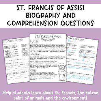 Preview of St. Francis of Assisi Biography and Comprehension Questions