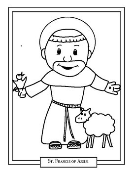 St Francis Of Assisi Catholic Saints Coloring Book Page Tpt