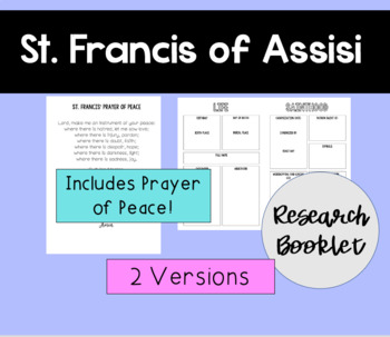 Preview of St. Francis of Assisi Research Booklet (versions for all grade levels!)