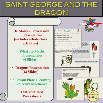 Preview of St. George and the Dragon Legend and Myths, Presentation, ELA