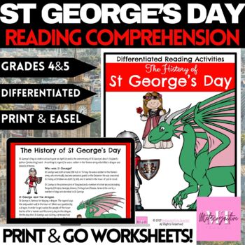 Preview of St George's Day Reading Comprehension Worksheets