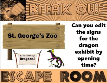 Preview of St. George’s Zoo Dragons editing virtual escape room