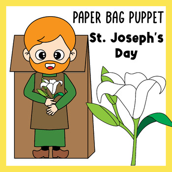 Preview of St. Joseph's Day Paper Bag Puppet Craft | March Saint Catholic Kid's Activity