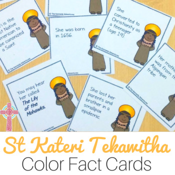 Preview of Catholic Saint Fun Fact Cards - Saint Kateri Tekawitha - No Prep Activity