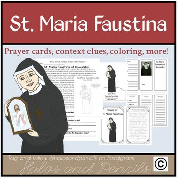 Preview of St. Maria Faustina Divine Mercy Activities, Worksheets, Coloring, Papercrafts