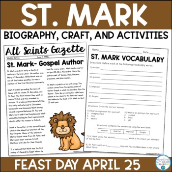 Preview of St. Mark Biography & Activities