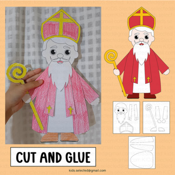 Preview of St. Nicholas Day Craft Build a Saint Coloring Activities Bulletin Board Cut Art