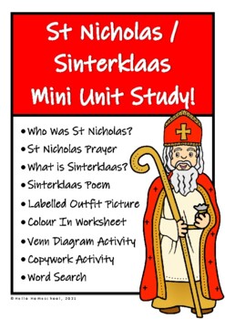 Preview of St Nicholas / Sinterklaas Mini Unit Study! Fun Christmas Activities!