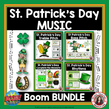 Preview of St PATRICK'S DAY Music Activities - Theory BOOM Cards BUNDLE