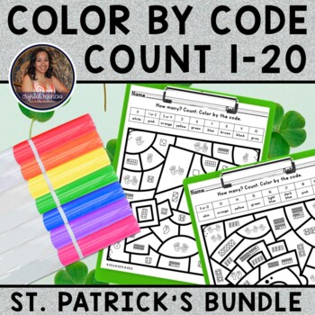 Preview of St. Paddy Counting Objects 1-20 | Color by Code Mystery Picture BUNDLE