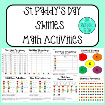 Preview of St. Paddy's Day Skittles Addition, Multiplication, Graphing & Pattern Activities
