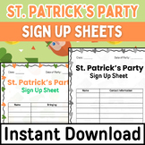 St. Partick's Day Classroom Party Sign Up Sheet & Parents 