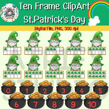 Preview of St.Partick’s Day Ten frame template, St.Partick’s Day Ten frame clipart