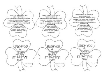 Preview of St Patrick's Labels for Fruit loops Activity