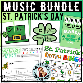 Preview of St. Patrick's Day Music Activities Bundle -Rhythm Notes Intervals Chords Compose