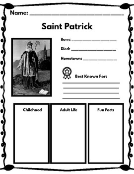 Preview of St. Patrick Biography Research Templates | Timeline