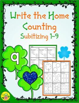 Preview of St. Patrick Counting 1-9 (Subitizing) Write the Home | Distance Learning