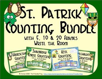 Preview of St. Patrick Counting with 5, 10 & 20 Frames Bundle {Subitizing}