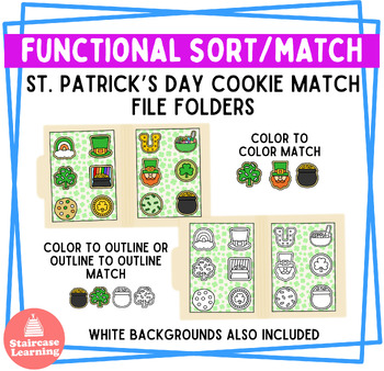 Preview of St. Patrick Day Cookie match and sort file folders
