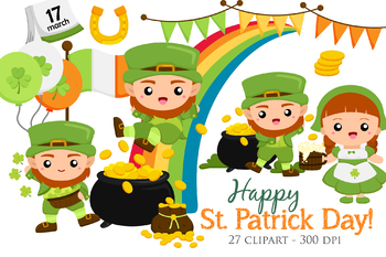 Preview of St Patrick Day Holiday Party Celebrate -Cute Cartoon Vector Clipart Illustration