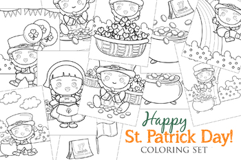 Preview of St Patrick Day Holiday Party Celebrate Event Feast - Kids & Adult Coloring A4