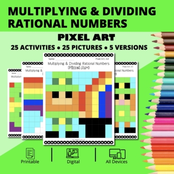 Preview of St. Patrick's Day: Multiplying and Dividing Rational Numbers Pixel Art Activity