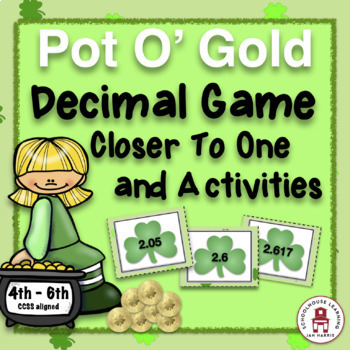 Preview of St. Patrick Decimal Game - Closer To One and Activities