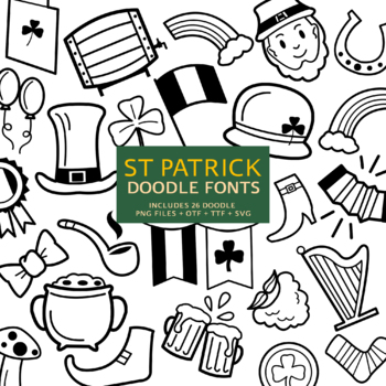 Preview of St Patrick Doodle Font, Instant File otf, ttf Font Download, Digital Font Bundle