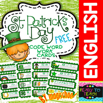 Preview of St. Patrick FREE Code Word Work Cards for Kids