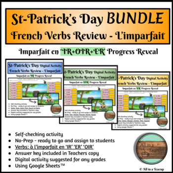Preview of St-Patrick French Verbs Imparfait IR ER OIR Bundle Review Progress Reveal