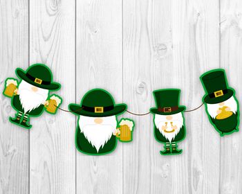 Preview of St Patrick Gnome, St Patricks Garland, St Patricks Day Decorations Banner