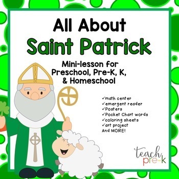 Preview of St. Patrick Theme Activities for Preschool & PreK Mini-lesson, Centers, Posters 