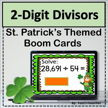 Preview of St. Patrick's 2-Digit Divisors Boom Cards - Digital Activity