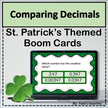 Preview of St. Patrick's Comparing Decimals Boom Cards - Digital Activity