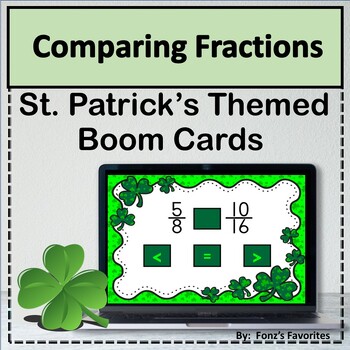 Preview of St. Patrick's Comparing Fractions Boom Cards - Digital Activity