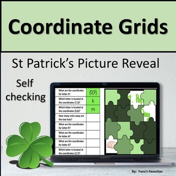Preview of St. Patrick's Coordinate Grids Picture Reveal - Digital Activity