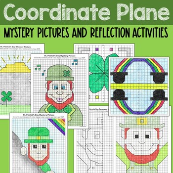 Preview of St. Patrick's Day Coordinate Plane Graphing Pictures and Symmetry Bundle