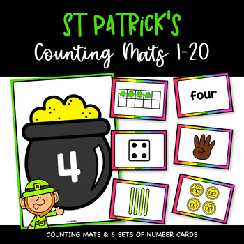 Preview of St Patrick's Counting Mats & Number Card Match 1-20